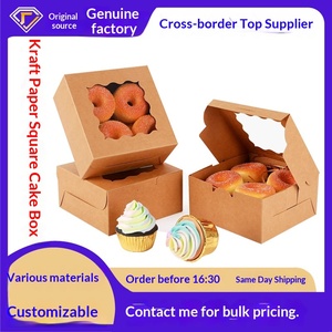 Caja Cuadrada para Pastel de Papel Kraft con Ventana Transparente, Plegable, Creativa, de Cartulina Blanca para Empacar Dulces, Macarons y Donas - Product Image 5