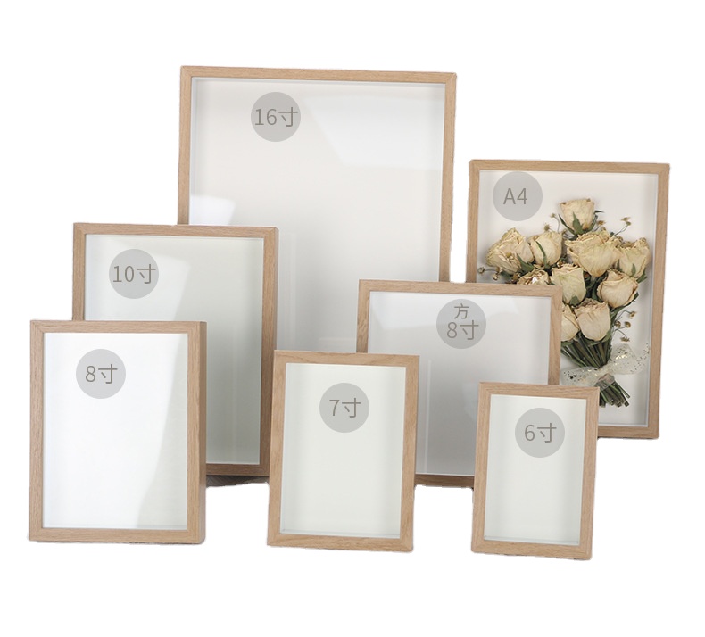 Factory wholesale customize A4 8x8 10x10 inch photo frame white black natural wood walnut wood 3D 2 inch deep shadow box frame