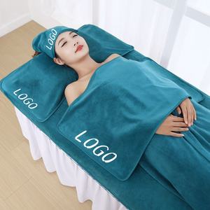 Microfiber Quick-Dry Solid Color Spa Bath <b>Towel</b> Sets with Custom Logo Low MOQ Wholesale for Hotels and Salons <b>Embroidered</b> Robes - Product Image 1