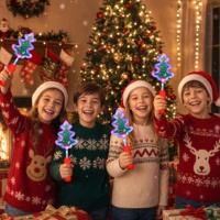 Bâton lumineux LED clignotant pour sapin de Noël, 11 pouces, 26 LED, 3 modes, idéal pour les fêtes, vente en gros, directement de l'usine