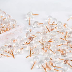 Transparent Rose Gold Ball Thumb Tacks Plastic Push <b>Pins</b> Bulk Pack For Corkboard And Office Use - Product Image 2