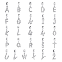 925 Zircon Cubique en Argent Sterling Lettre Initiale Charmes Alphabet A-Z Bracelet Lettre Charme Perle Bijoux