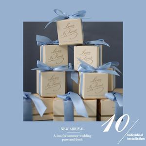 Boîte à bonbons bleue bordeaux et rouge faite à la main pour les mariages Petite boîte carrée en papier cadeau frais avec des matériaux recyclés pour les photos <span class=keywords><strong>de</strong></span> bougies - Product Image 3