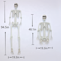 Squelette géant d'Halloween en gros, 2,4 m/240 cm, taille réelle, corps humain entier, articulations mobiles, accessoires pour maison hantée, fête d'Halloween effrayante