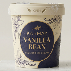 Helado de Chocolate Rico KARMAY, 250 ml, Tazón Redondo de Plástico con Tapa, Diseño con Estampado Dorado - Product Image 4