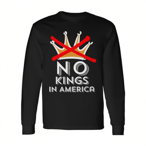 Camiseta de manga larga No Kings In America, unisex, con cuello redondo, talla para adultos, camiseta con estampado patriótico - Product Image 2