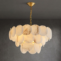Lustre rond en albâtre, lustres en pierre de marbre espagnol naturel, éclairage moderne de luxe pour salon, chambre à coucher