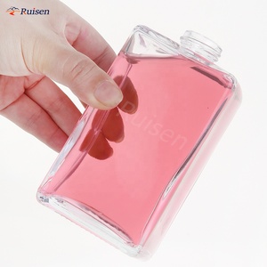 Botella <span class=keywords><strong>de</strong></span> Vidrio Cuadrada Pequeña <span class=keywords><strong>de</strong></span> Cuello Corto para Whisky y <span class=keywords><strong>Vodka</strong></span>, Diseño Nuevo, Envase <span class=keywords><strong>de</strong></span> Vidrio <span class=keywords><strong>de</strong></span> Alta Gama para Brandy y <span class=keywords><strong>Vodka</strong></span>, Botella Vacía Transparente - Product Image 5