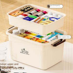 صندوق تخزين أدوية بلاستيكي منزلي كبير السعة بتصميم NBD006 مع غطاء، متعدد الطبقات ومقسم لتصنيف الأدوية - Product Image 3