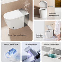 Toilette intelligente moderne à bidet électrique à poser au sol, cuvette de toilette à chasse automatique, toilette intelligente dorée avec télécommande