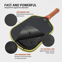 Raquette de Pickleball MST Best Sale Bread Butter Loco, Contrôle Amélioré, Fibre de Carbone T700, 16mm pour Boomcore, Durable, Jaune Hybride