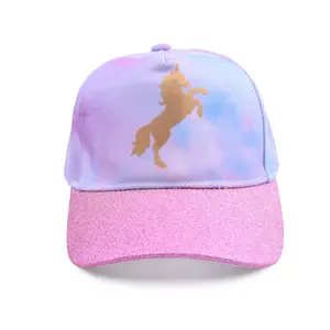RTS Multicolor Girls Baseball Hat Tie-Dye Unicorn Hats for Girls Adjustable Kids Baseball Cap-s
