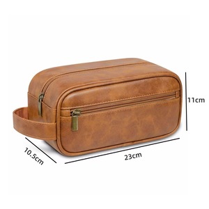 <strong>Personalised</strong> Leather Toiletry <strong>Bag</strong> with Logo,Waterproof Leather Toiletry <strong>Bag</strong>,Leather <strong>Wash</strong> <strong>Bag</strong> for <strong>Men</strong> Travel - Product Image 4