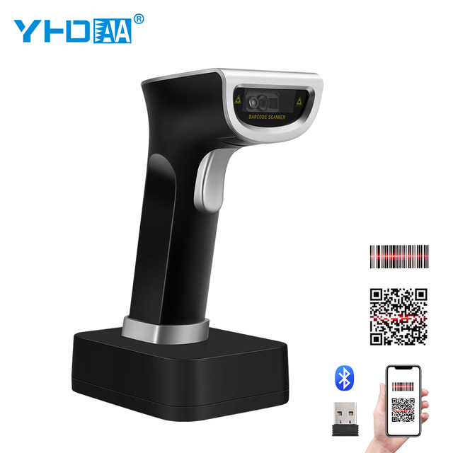 YHDAA Android Industrial Barcode Reader Handheld QR Code Barcodes Scanner With 2D BT 2.4G Wireless Reader Charging Base