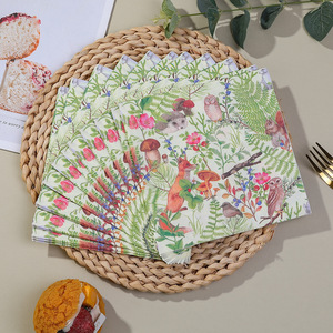 Servilletas de papel con diseños de búhos, zorros, animales, plantas y motivos florales para decoración de fiestas y restaurantes occidentales - Product Image 4