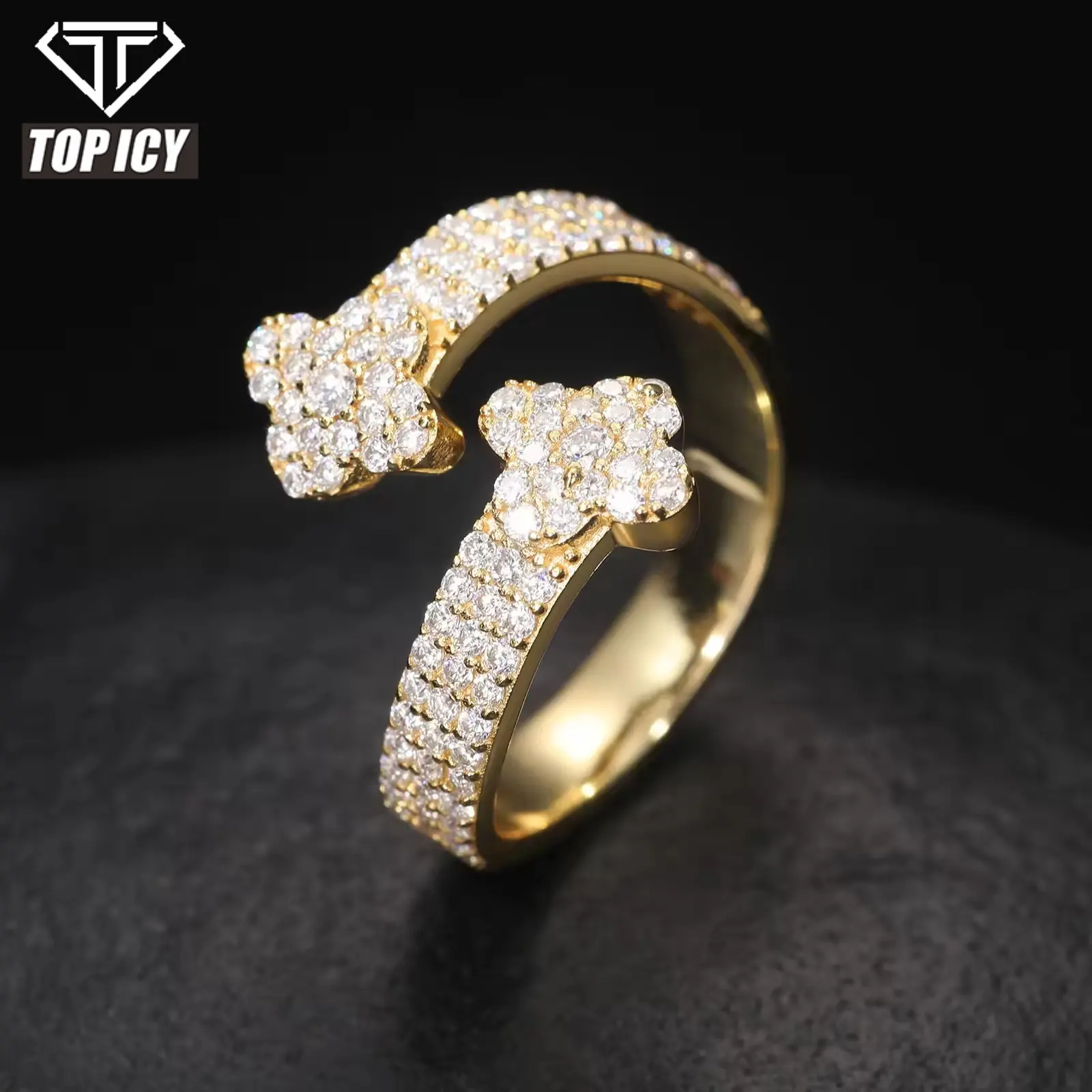 Изысканное кольцо клевера из муассанита S925, Стерлинговое Серебро, сверкающий драгоценный камень, элегантный дизайн