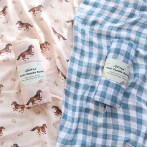 2025 핫 베이비 무슬린 스와들 블랭킷 세트 유기농 대나무 면 120*120cm 말 무늬 신생아 랩 - Product Image 4