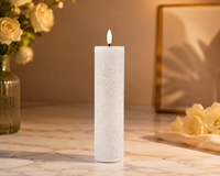 Bougie pilier 3D sans flamme à LED, sans fil, à piles, écologique, en cire de paraffine, avec base en plastique, pour la maison, les mariages et les festivals