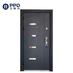 Puerta de acero de seguridad, puerta individual, diseño de puerta de hierro para el mercado de Ghana, paquistaní