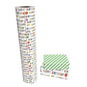 Custom Happy Birthday Printed Art <b>Paper</b> <b>Roll</b> 100GSM Double Side PE Coated Recyclable Eco-Friendly Gift <b>Wrap</b> Digital Printing - Product Image 4