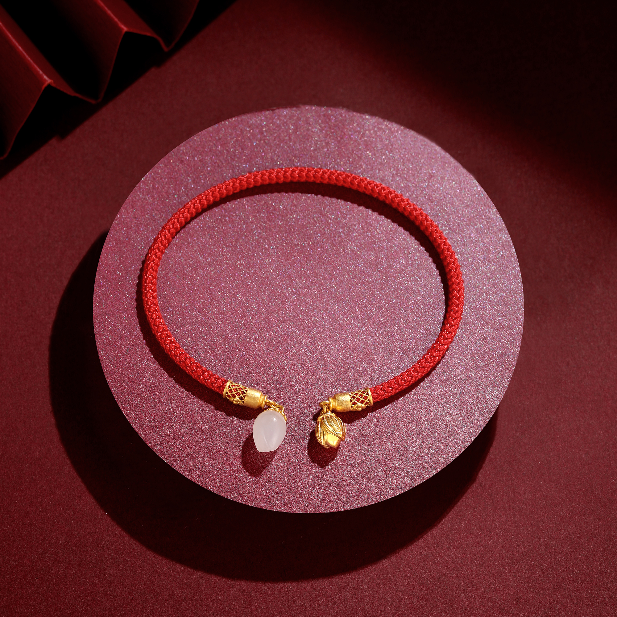 24K gold "Hetian Jade Two Lives of Joy" bracelet-2g