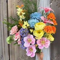Monet Garten Seidenblumen für Hochzeitsdekoration im Freien, DIY Blumenarrangement mit Rosen, Pfingstrosen, Phalaenopsis und Orchideen