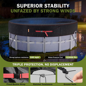 Couverture de piscine solaire ronde noire de 8 pieds OEM ODM avec système de serrage à <span class=keywords><strong>cliquet</strong></span> pour protection de réservoir et piscine - Product Image 4