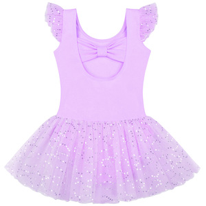 Vestito da ballo tutù <span class=keywords><strong>con</strong></span> maniche a sbuffo e fiocco sul retro, gonna a U, body da <span class=keywords><strong>ballerina</strong></span> lucido per bambini e neonati - Product Image 4