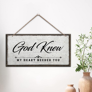 Letrero Colgante de Madera Vintage, Placa Rústica para Pared con la Frase 'Dios Sabía que <span class=keywords><strong>mi</strong></span> Corazón Necesitaba Tu Presencia', Decoración para Puerta Principal del Hogar, Etiqueta Colgante de Madera para Puerta - Product Image 1