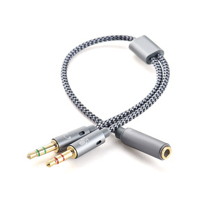 Adaptateur casque séparateur Y 3.5mm pour PC AUX Audio et micro haut-parleur <span class=keywords><strong>1</strong></span> prise <span class=keywords><strong>femelle</strong></span> et <span class=keywords><strong>2</strong></span> prises mâles pour ordinateur - Product Image 2