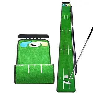 New Arrival Good Quality Golf Putting Trainer Velvet Solid Wood Putting Training Aids Golf Putting Mat