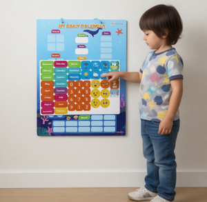 Calendario Giornaliero Magnetico in Legno 'Buone Abitudini' da Appendere al Muro per Imparare Data, Settimana, Mese, Stagione - Product Image 6