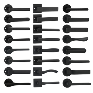 Manija de Puerta de <span class=keywords><strong>Hierro</strong></span> Cuadrada Contemporánea en Blanco y Negro, Precio Económico de Fábrica, Fácil Instalación, para Apartamentos - Product Image 1