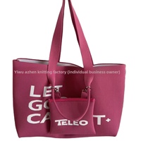 Nouvel Arrivage Sac à Main Tricoté Durable Brodé de Lettres Grande Capacité pour Femme Style Urbain Simple Double Bandoulière