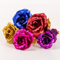 Rose artificielle en feuille d'or 24 carats, base de support de rose colorée avec boîte cadeau de luxe, pour la Saint-Valentin, anniversaire pour petite amie
