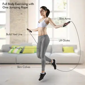 YETFUL Exercise Training Adjustable Sport Skipping Weighted Jump Rope Fitness With Memory Foam Handles