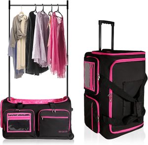 Free Sample Best Selling <b>Wheeled</b> Collapsible Rolling Garment Rack Luggage <b>Bags</b> Dance Costume Duffel Rolling Dance <b>Bag</b> with Rack - Product Image 1