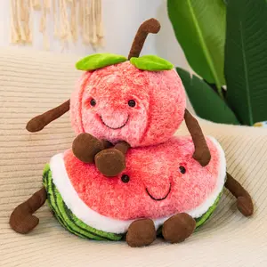 8-Inch Watermeloenen Cherry Knuffel Korte Pluche Simulatie Fruit Meisje Kussen Schattige Pop Geschenkmachine Acarde 8Inch