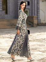 Robe maxi élégante Abaya musulmane ornée de strass, imprimé floral, pour les célébrations de l'Aïd, les événements formels