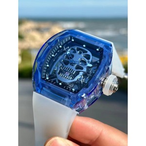 26 Relojes Mecánicos Automáticos de Cristal Azul con Diseño de Calavera y Tourbillon, Estilo Moderno - Product Image 3