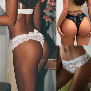 Plus Size durchsichtig Schmetterling Schleife Dessous G String Spitze Unterwäsche Weiblich Sexy T-Back Tanga Sheer Höschen Frauen Höschen