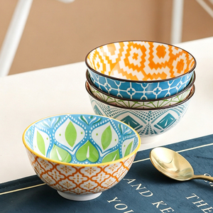 Tazón de Porcelana con Diseño Bohemio, Tazón de Cerámica para Ensalada o Arroz, Vajilla Decorativa para la Cena en Casa - Product Image 2