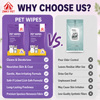 Lingettes humides rafraîchissantes pour animaux de compagnie, biodégradables, sans alcool, emballage personnalisé, OEM ODM, écologiques, en vrac, pour chiens et chats, vente en gros