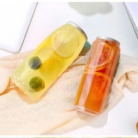 Gobelet à boisson froide en PET transparent de haute qualité, personnalisable avec logo, 500 ml, avec couvercle en aluminium facile à ouvrir, pour les magasins de café, de jus et de boissons