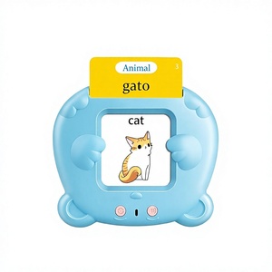 Cartes flash parlantes espagnol-anglais en peluche pour tout-petits, jouets <span class=keywords><strong>Montessori</strong></span> d'apprentissage <span class=keywords><strong>bilingue</strong></span>, 224 mots fréquents, thérapie orthophonique pour enfants - Product Image 1