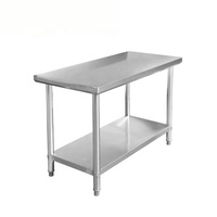 Table de travail en acier inoxydable à double couche - Table de préparation pour cuisine commerciale pour hôtel et restaurant