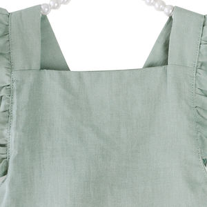 Vestiti all'ingrosso della boutique infantile di modo increspature senza maniche per bambini in tessuto di lino solido <span class=keywords><strong>vestito</strong></span> da bambina - Product Image 4