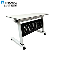Table de formation commerciale pliable réglable, bureau mobile, table de conférence modulaire longue en forme de barre, table de bureau double pour deux personnes