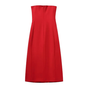 2024 Lassige Elegante Rote Rohren Lange Midi Kleider Fur Frauen - Product Image 4