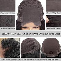 Perruques en cheveux humains de qualité supérieure pour femmes, perruques HD sans colle à dentelle, cheveux ondulés profonds, perruques bouclées avec frange, vente en gros